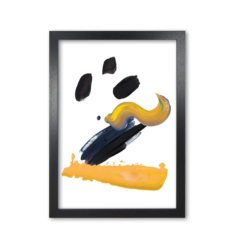 Mustard and black abstract paint strokes modern fine art print