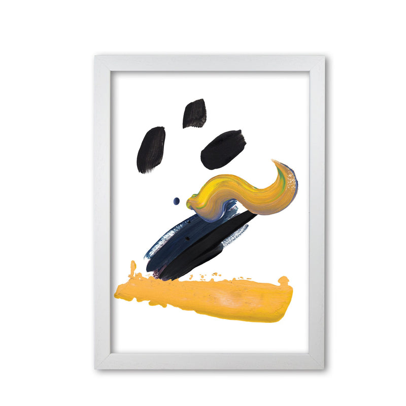 Mustard and black abstract paint strokes modern fine art print