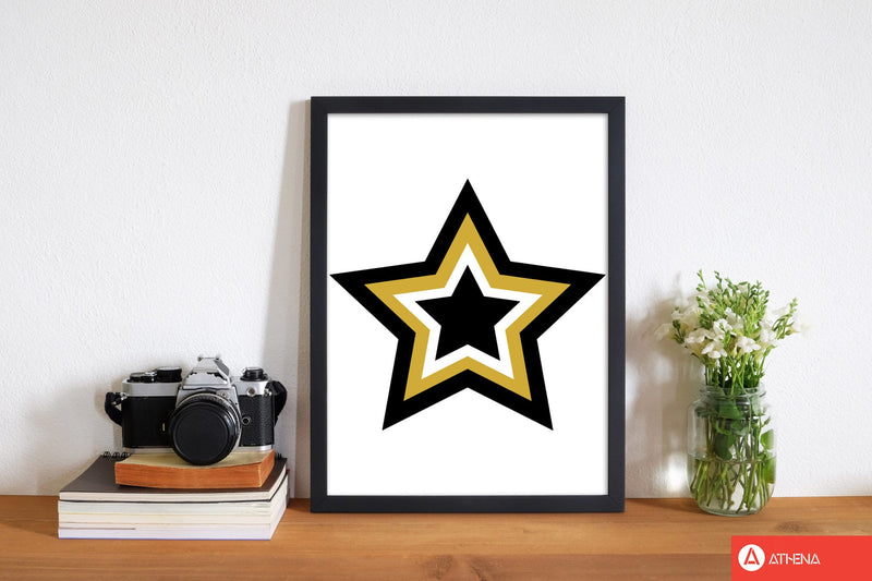 Mustard and black layered star modern fine art print