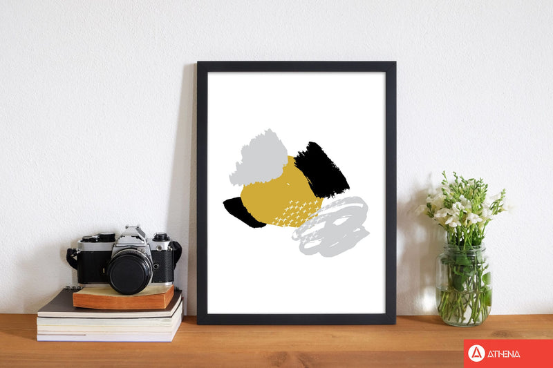 Mustard and black mismatch abstract modern fine art print