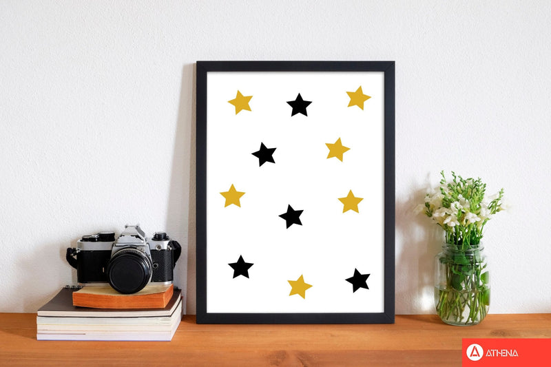 Mustard and black stars modern fine art print