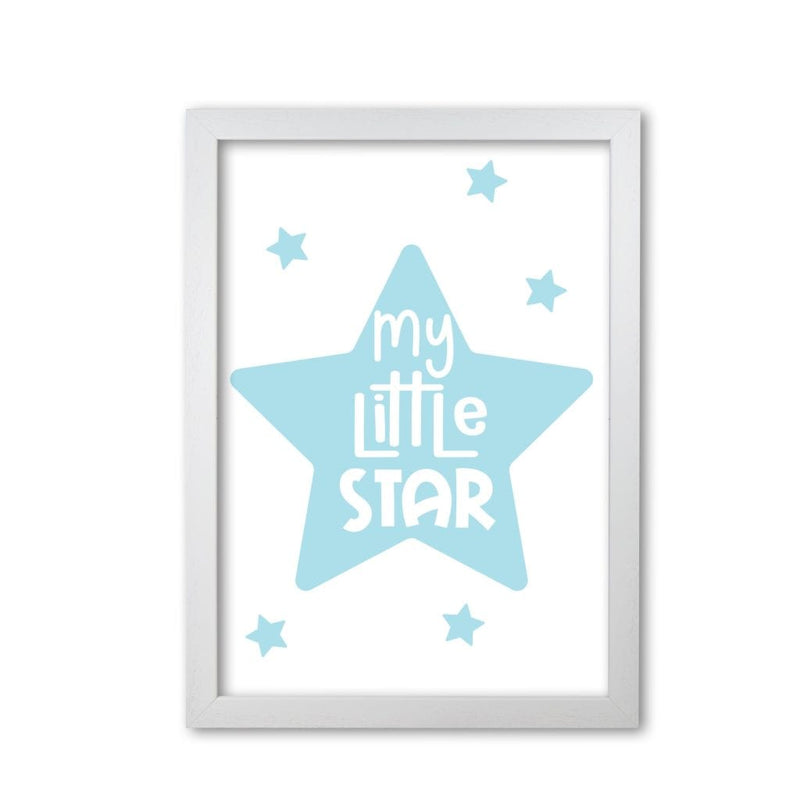 My little star blue modern fine art print, framed childrens nursey wall art poster