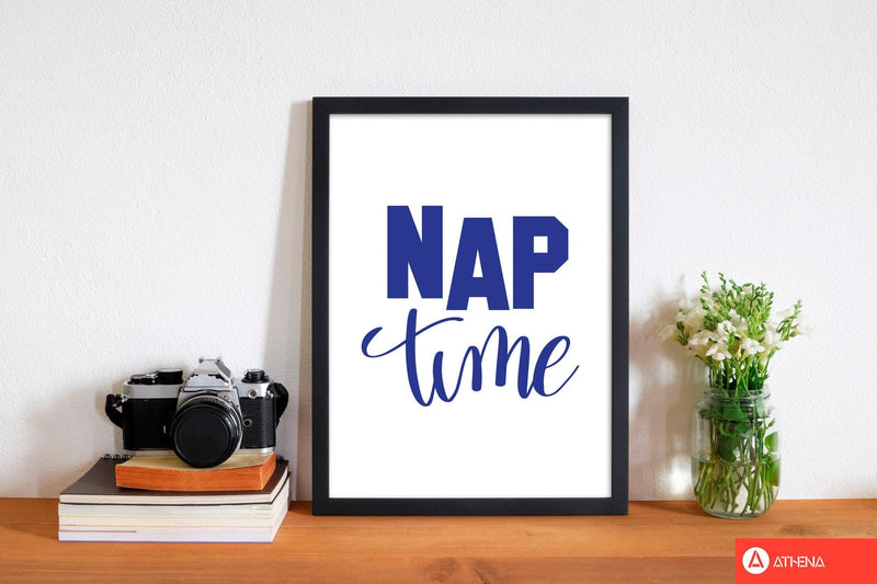 Nap time navy modern fine art print, framed typography wall art