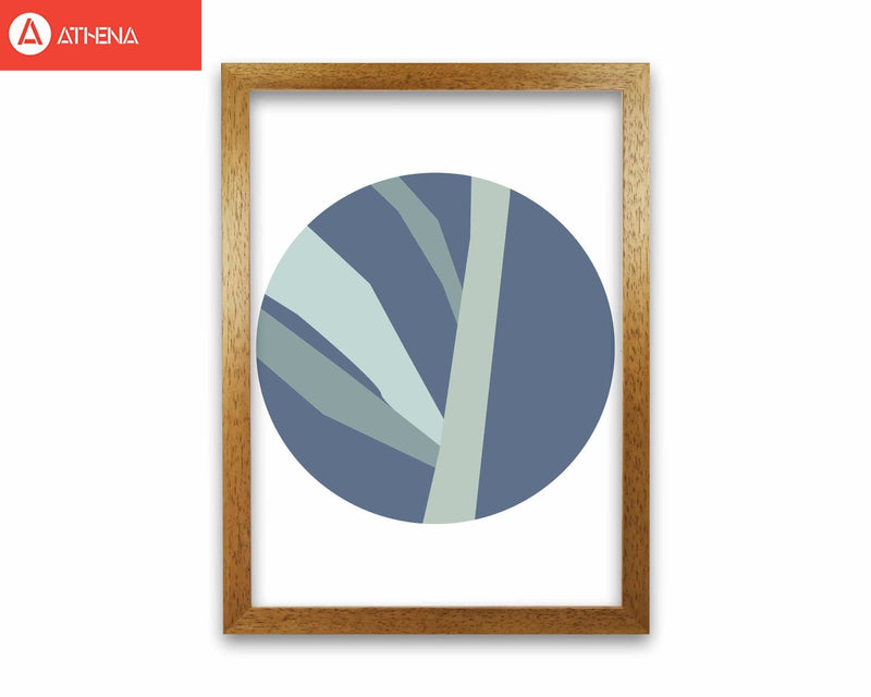 Navy abstract circle with branches modern fine art print