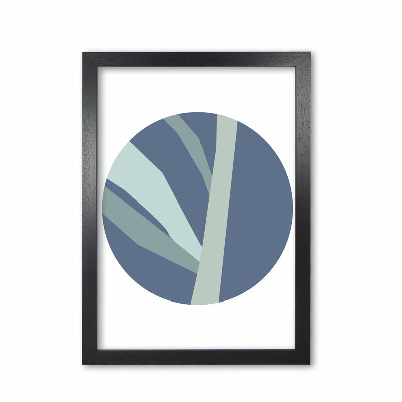 Navy abstract circle with branches modern fine art print