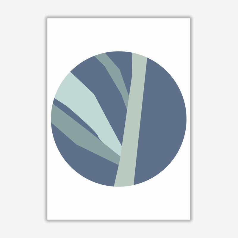 Navy abstract circle with branches modern fine art print