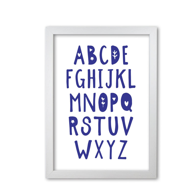 Navy alphabet modern fine art print, framed typography wall art