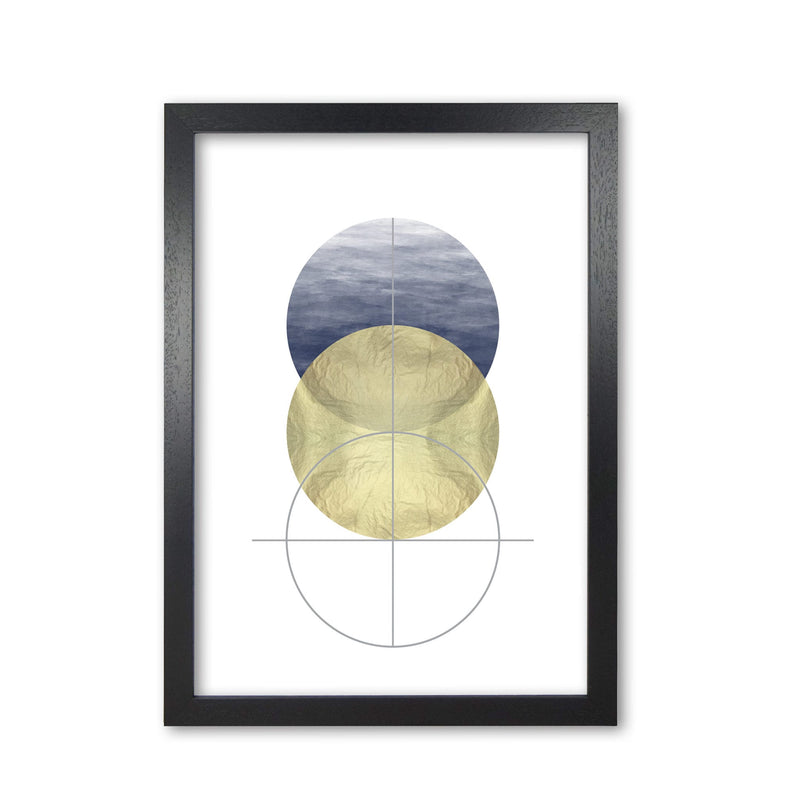 Navy and gold abstract circles modern fine art print