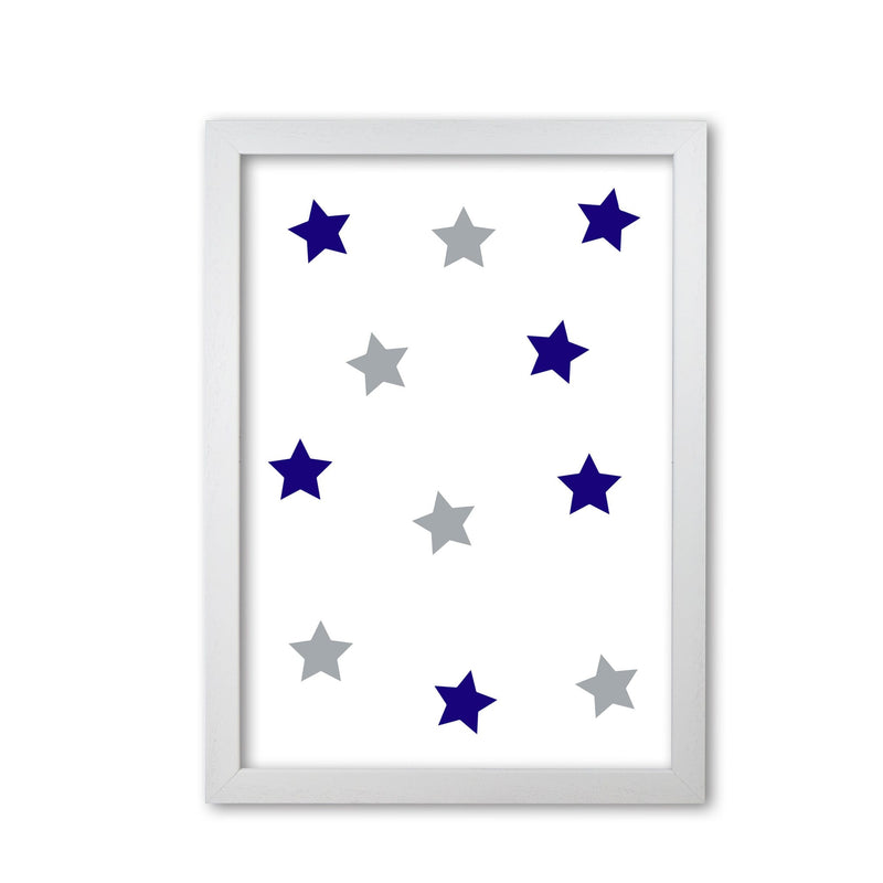Navy and grey stars modern fine art print