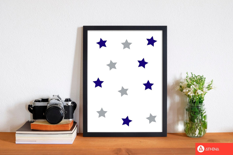 Navy and grey stars modern fine art print