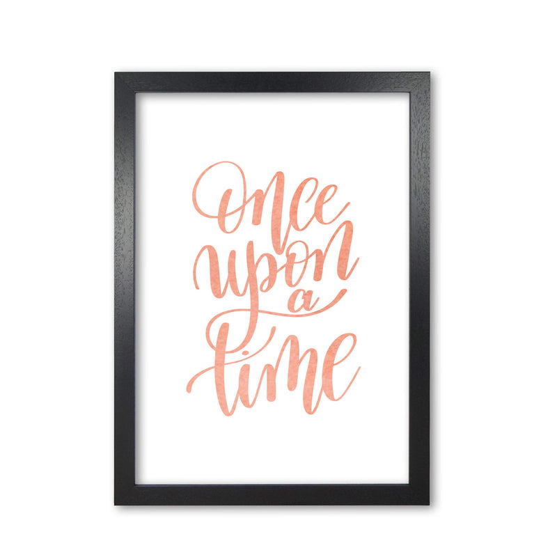 Once upon a time peach watercolour modern fine art print, framed typography wall art