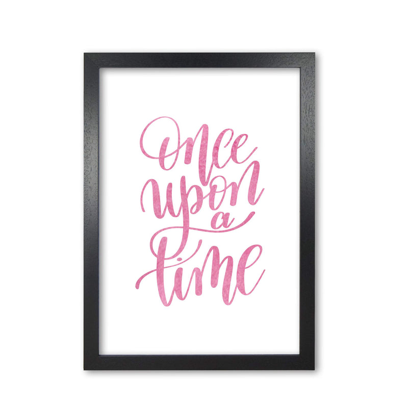 Once upon a time pink watercolour modern fine art print, framed typography wall art