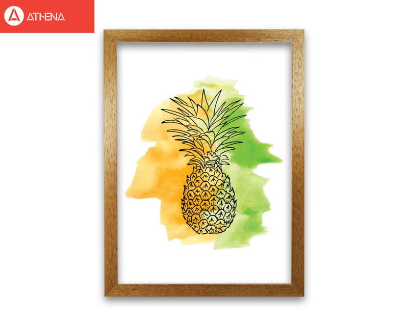 Orange and green pineapple watercolour modern fine art print