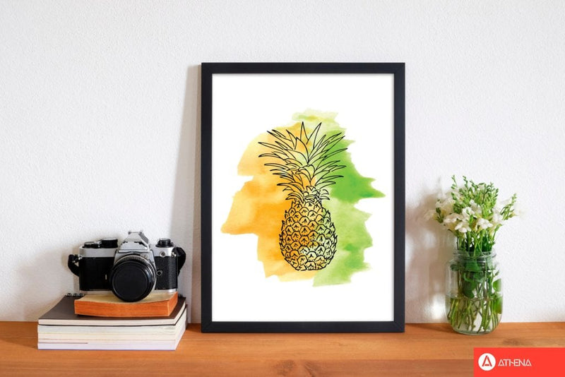Orange and green pineapple watercolour modern fine art print