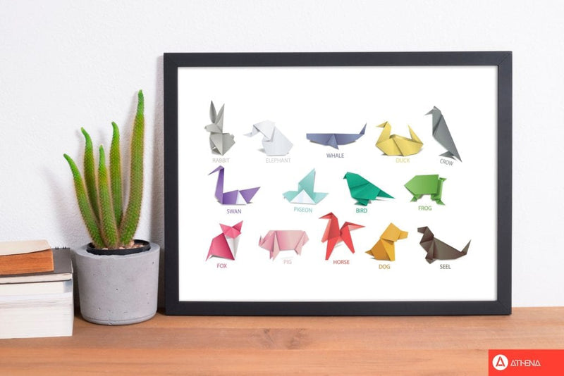 Origami animals modern fine art print