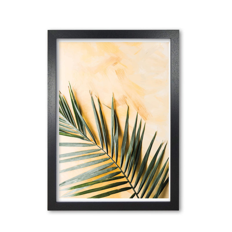 Palm leaf yellow modern fine art print, framed botanical &