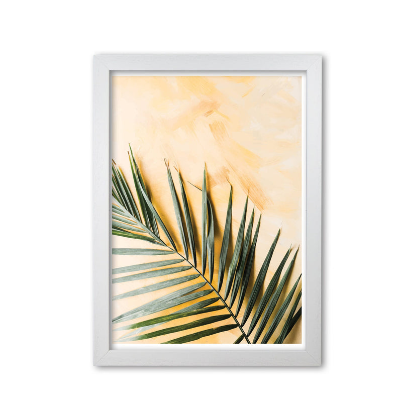 Palm leaf yellow modern fine art print, framed botanical &