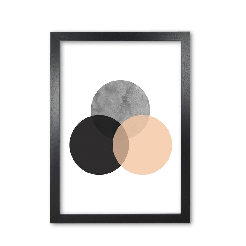 Peach and black abstract circles modern fine art print