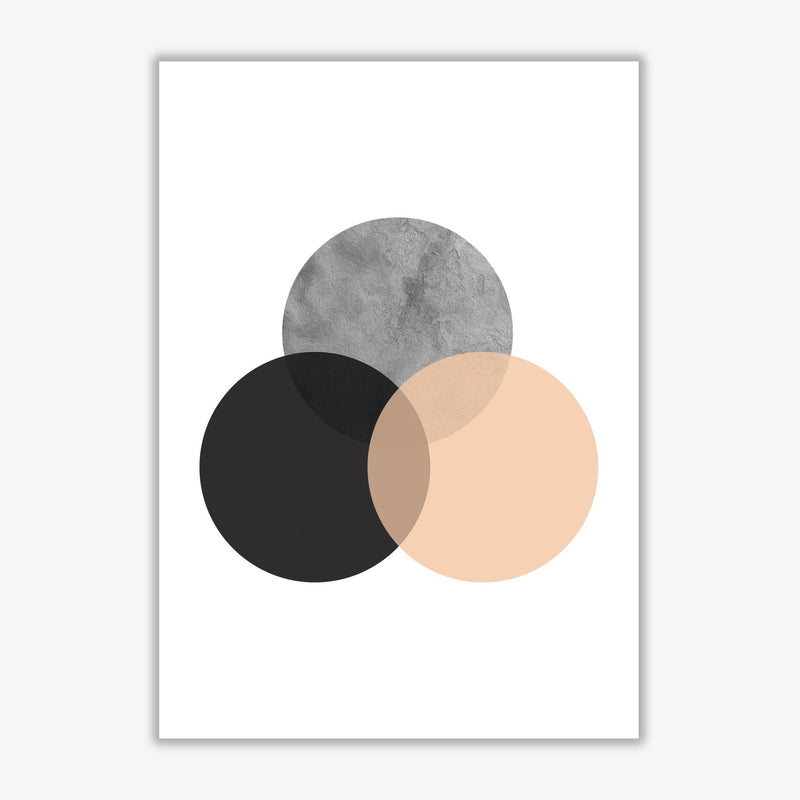 Peach and black abstract circles modern fine art print