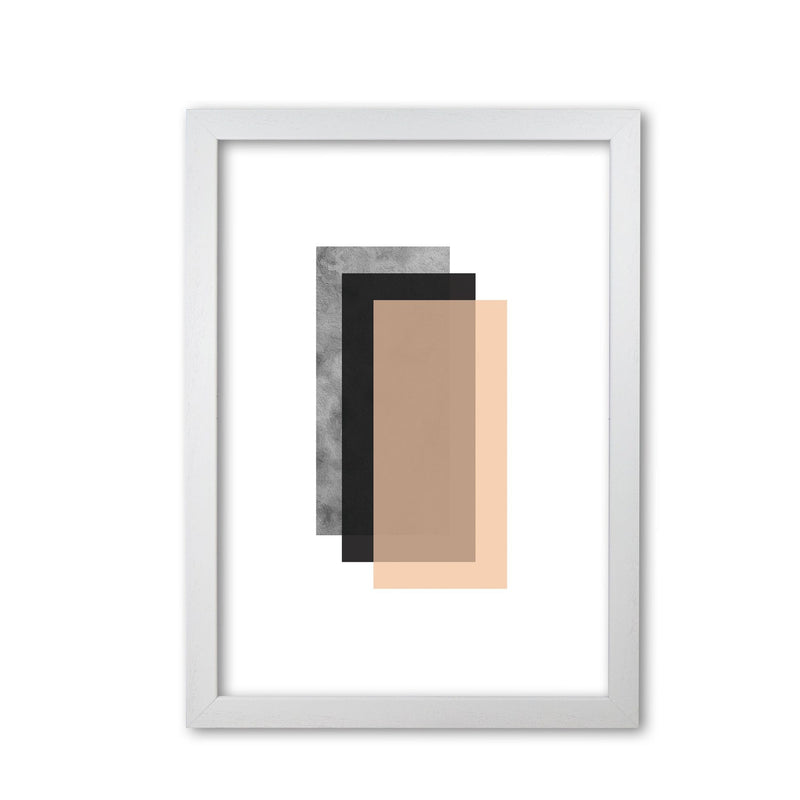 Peach and black abstract rectangles modern fine art print