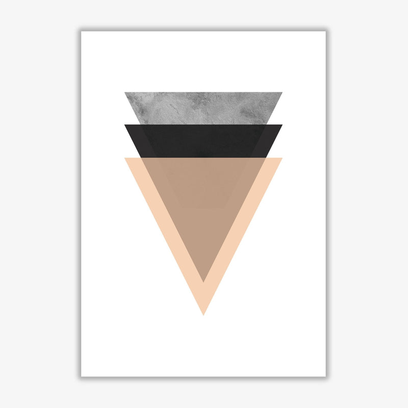 Peach and black abstract triangles modern fine art print