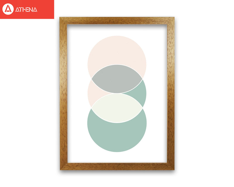 Peach, green and grey abstract circles modern fine art print