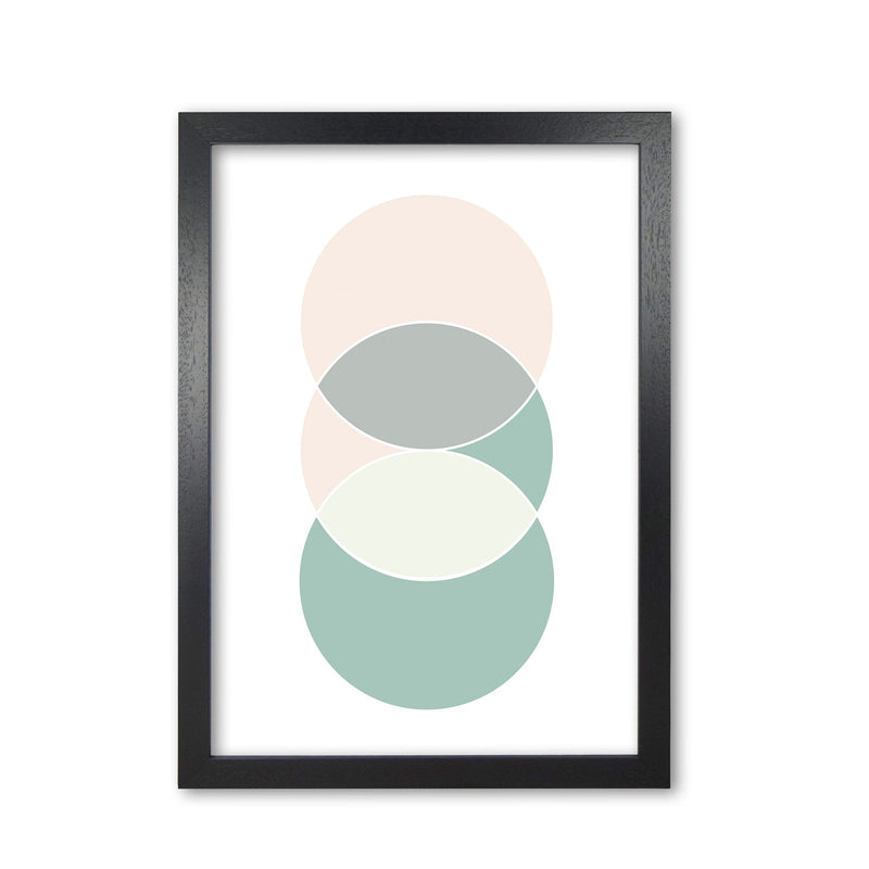 Peach, green and grey abstract circles modern fine art print