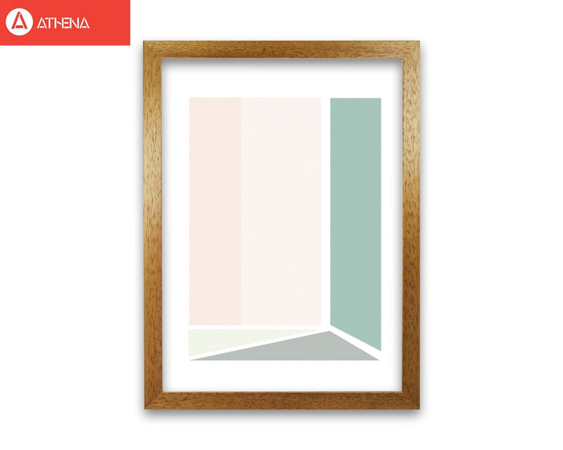 Peach, green and grey abstract rectangle modern fine art print