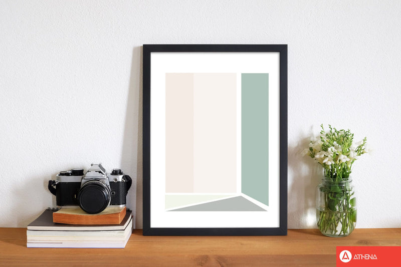 Peach, green and grey abstract rectangle modern fine art print