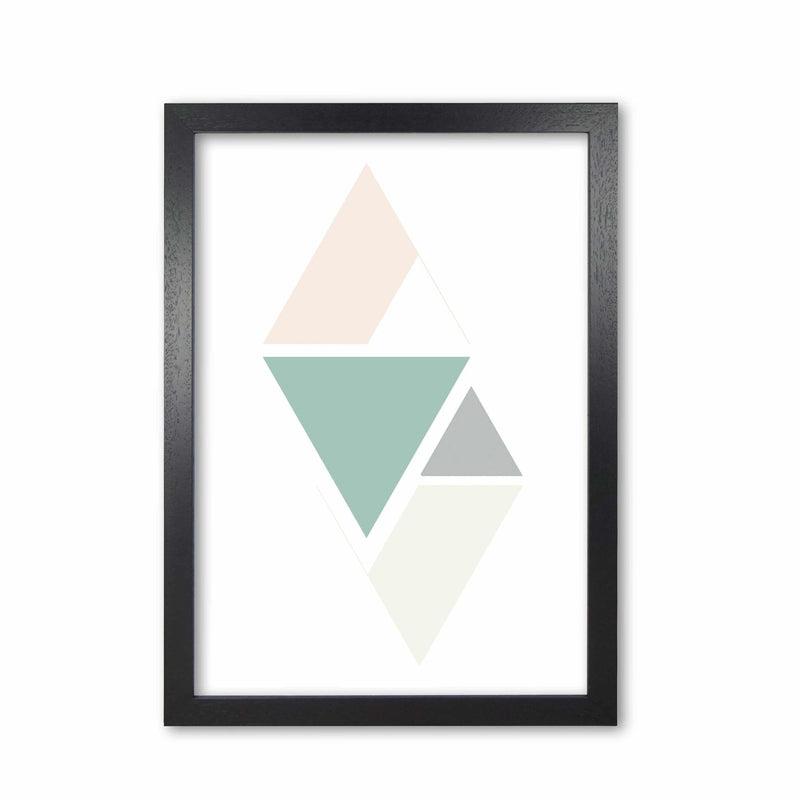 Peach, green and grey abstract triangles modern fine art print