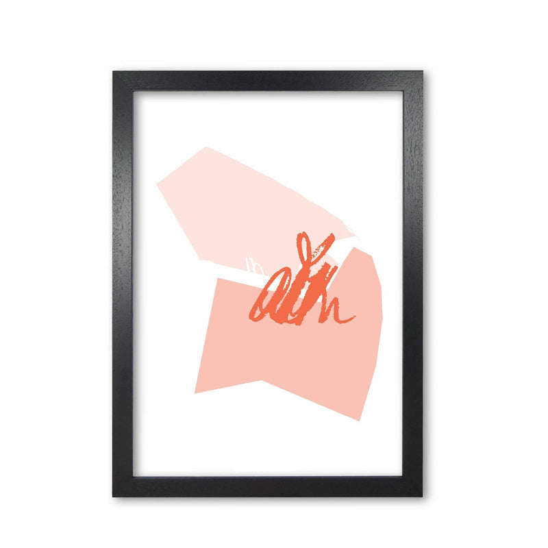 Pink and coral abstract shapes modern fine art print