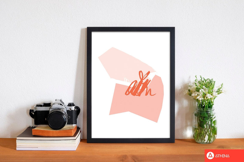 Pink and coral abstract shapes modern fine art print