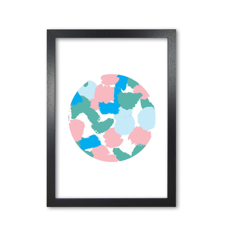 Pink and green paint splodge circle abstract modern fine art print