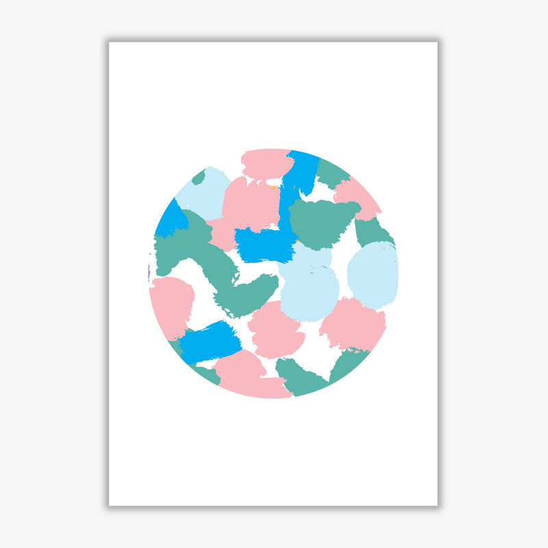 Pink and green paint splodge circle abstract modern fine art print