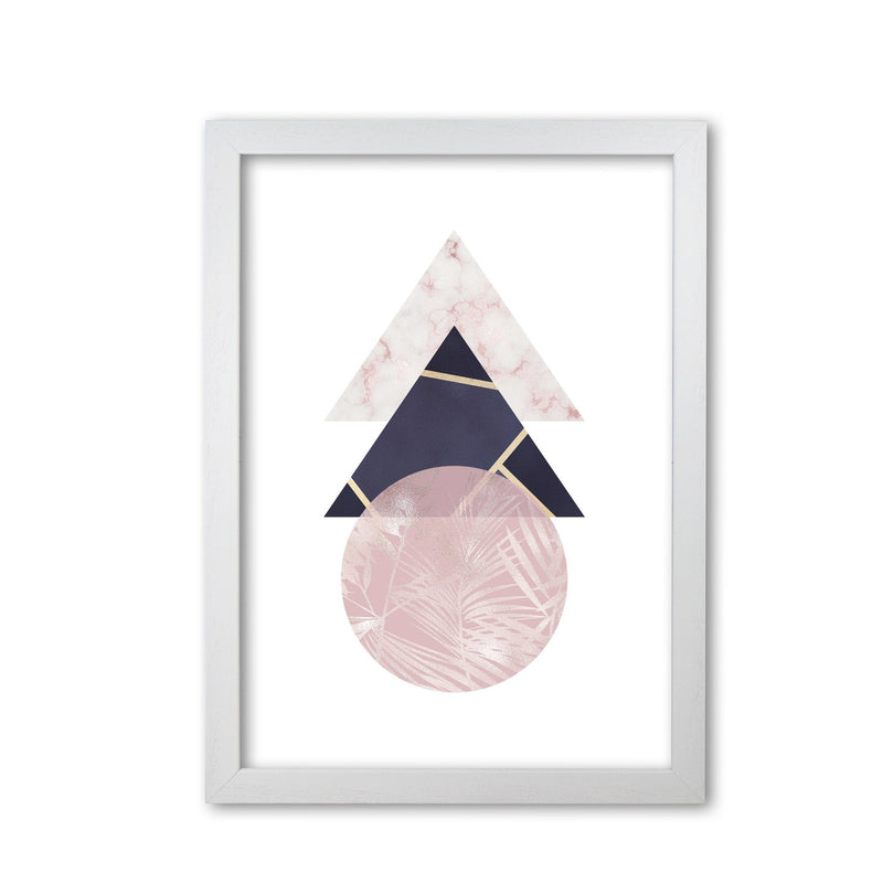 Pink and navy marble abstract triangles and circle modern fine art print