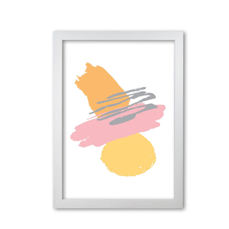 Pink and orange abstract paint shapes modern fine art print
