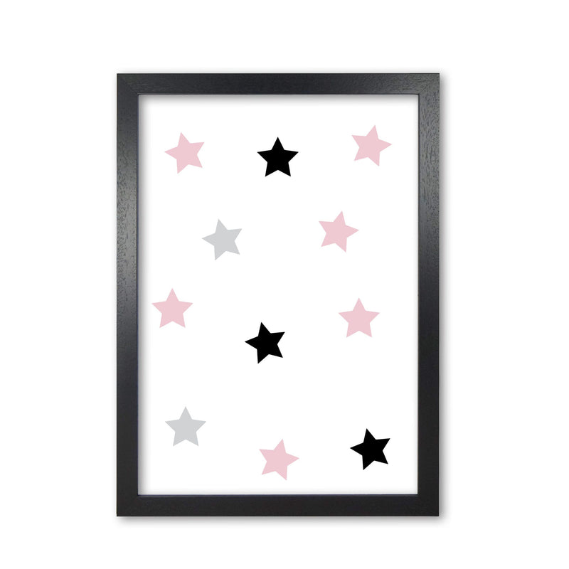Pink black and grey stars modern fine art print