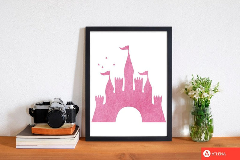 Pink castle watercolour modern fine art print
