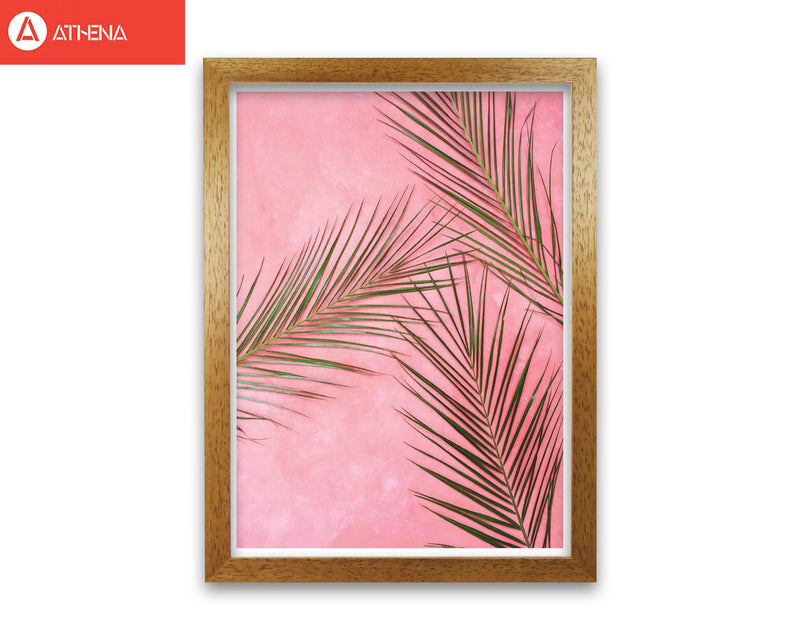 Pink palm leaves modern fine art print, framed botanical &