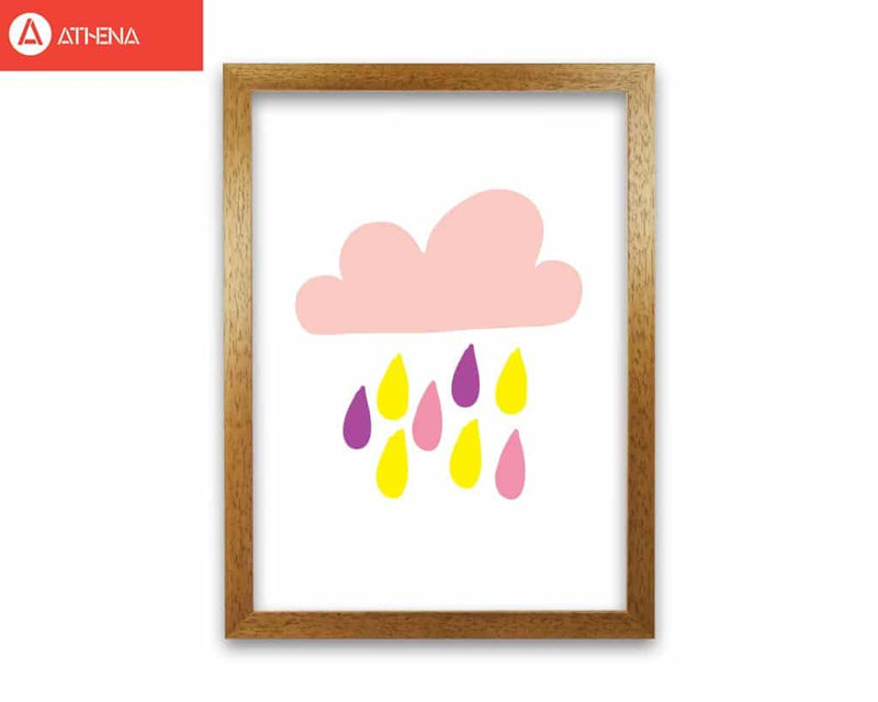 Pink rain cloud modern fine art print, framed childrens nursey wall art poster