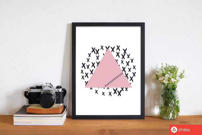 Pink triangle with crosses abstract modern fine art print