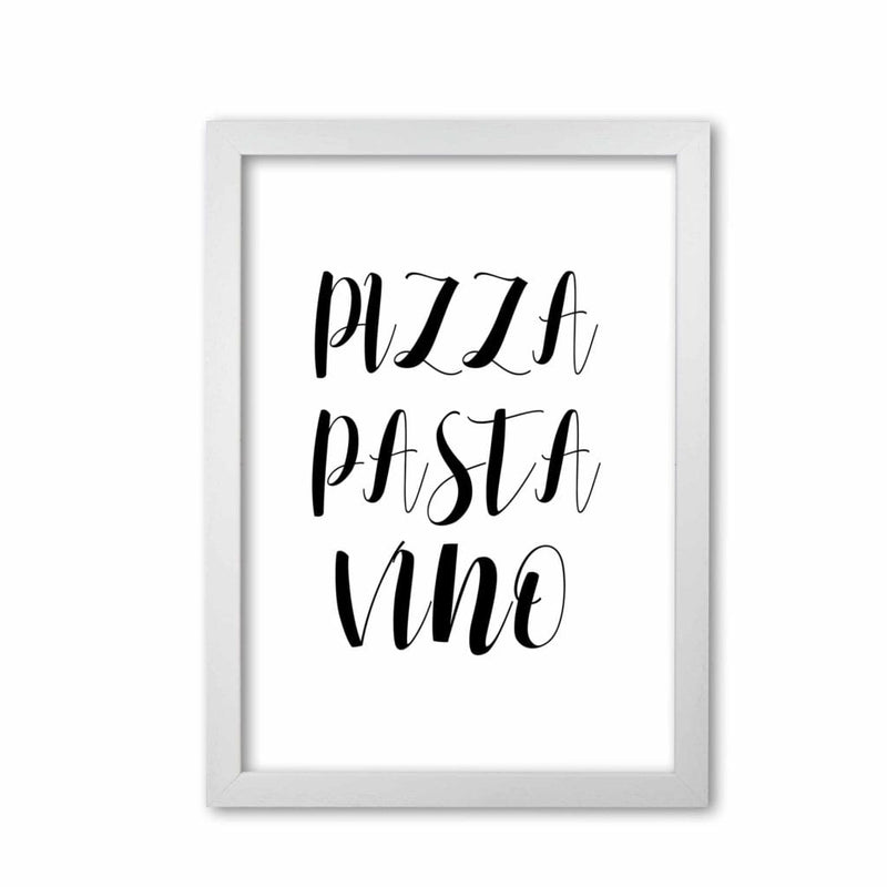 Pizza pasta vino modern fine art print, framed kitchen wall art