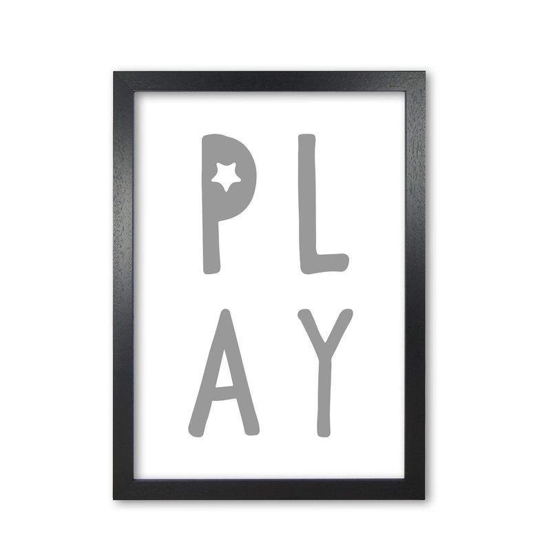 Play grey modern fine art print, framed typography wall art