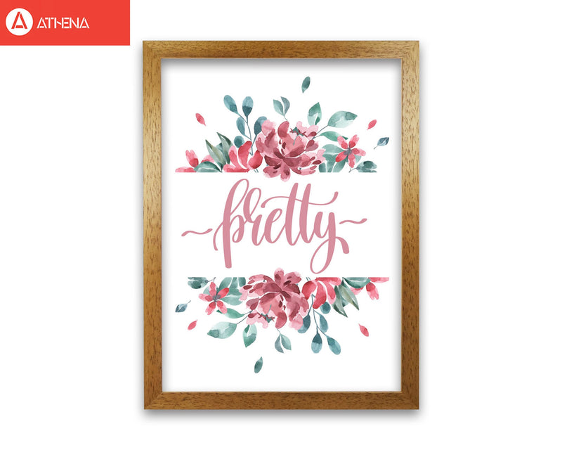 Pretty pink floral modern fine art print, framed typography wall art