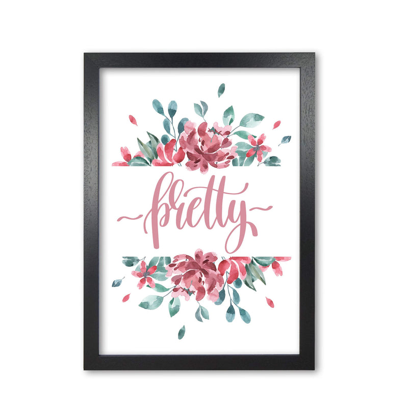 Pretty pink floral modern fine art print, framed typography wall art