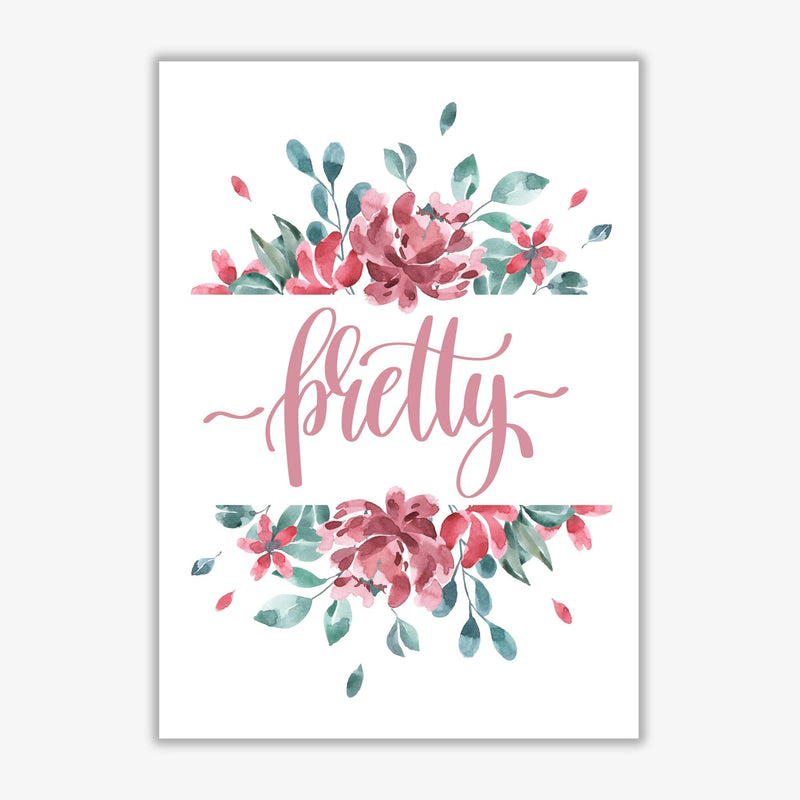 Pretty pink floral modern fine art print, framed typography wall art