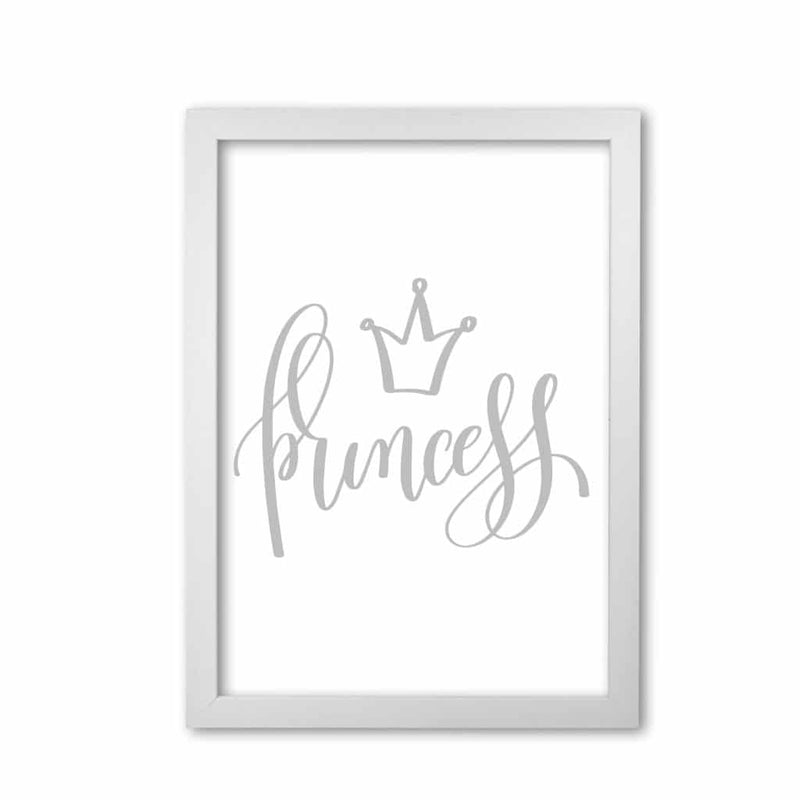 Princess grey modern fine art print, framed childrens nursey wall art poster