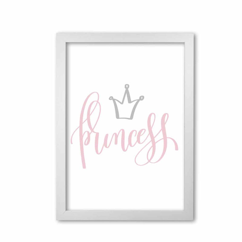 Princess pink and grey modern fine art print, framed childrens nursey wall art poster