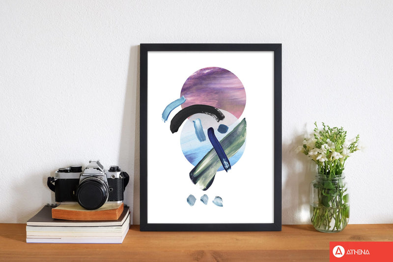 Purple and blue mixed watercolour abstract modern fine art print
