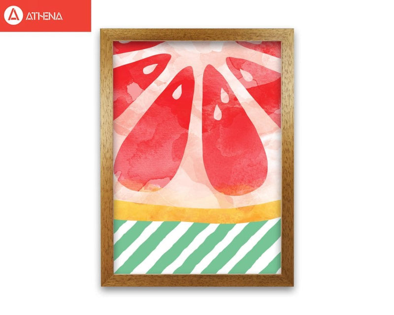 Red grapefruit abstract fine art print by orara studio, framed kitchen wall art